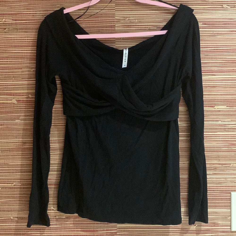Fabletics Black Off Shoulder Criss Cross Activewear Top